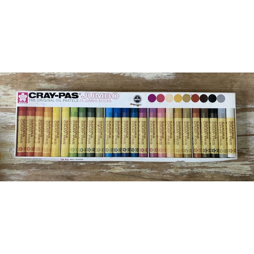Vintage artist art drawing supplies Sakura Cray Pas Jumbo oil pastels 25 sticks
